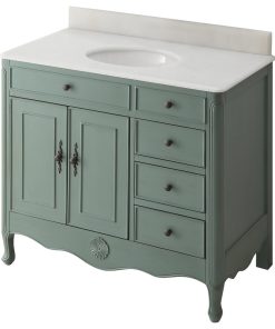 38" Distressed Vintage Blue Daleville Bathroom Vanity HF-837Y, No Mirror No Fauc