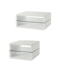 2 Piece Shelf Coffee Table and 2 Shelf End Table Set in White
