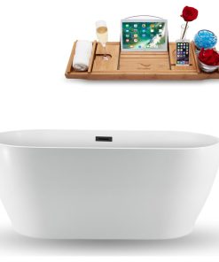 59" Streamline N880BL Freestanding Tub and Tray With Internal Drain