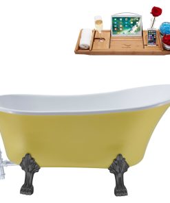 55" Streamline N354BGM-CH Clawfoot Tub and Tray With External Drain