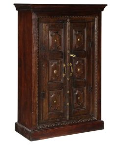 Surfside Handcrafted Brass Accent Solid Wood Armoire Cabinet