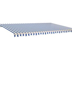 vidaXL Automatic Retractable Awning Blue and White Outdoor Patio Arm Awning