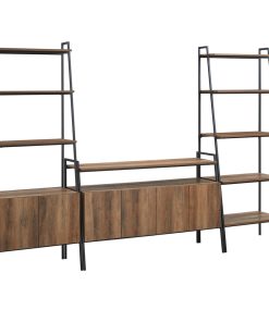 3-Piece Ladder Shelf Storage Entertainment Wall - Rustic Oak