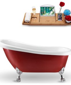 61" Streamline N482CH-IN-GLD Clawfoot Tub and Tray With Internal Drain