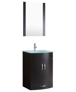 Style 5, 24"W Black Vanity Sink Base Cabinet, Mirror, LV5-24B