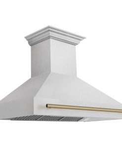 48" ZLINE Autograph DuraSnow Stainless Steel Range Hood, Champagne Bronze