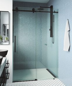 VIGO 60"x76" Elan Cass Aerodynamic Frameless Sliding Shower Door, Matte Black