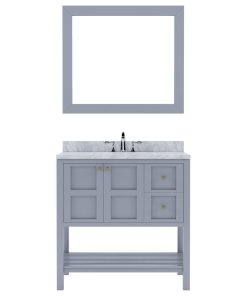 Winterfell 36" Vanity, Gray, Square Sink, With Mirror