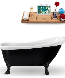 61" Streamline N481BL-IN-GLD Clawfoot Tub and Tray With Internal Drain