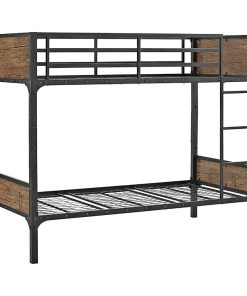 Twin-Over-Twin Rustic Wood Bunk Bed, Brown