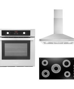 3-Piece, 36" Electric Cooktop 36" Wall Mount Range Hood 24" Electric Wall Oven