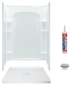 Transolid 48"x34" Low Profile Shower Kit with Center Drain, White