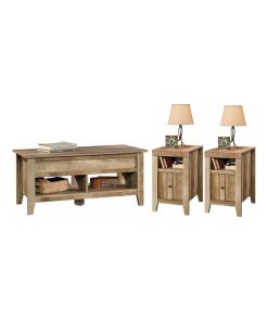 3-Piece Coffee Table Set with Coffee Table and 2-End Tables in Craftsman Oak