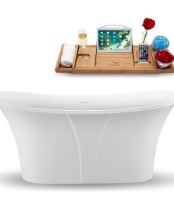 59" Streamline N1660BGM Freestanding Tub and Tray with Internal Drain