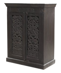 Westhoff Black Rustic Solid Wood 2 Tier Storage Cabinet