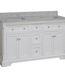Sydney 60" Bathroom Vanity, White, Carrara Marble, Double Sink