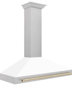 30" Autograph Stainless Range Hood, White Matte Shell, Gold