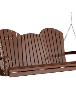 5' Adirondack Style Poly Lumber Porch Swing, Chestnut Brown