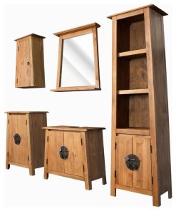 vidaXL Bathroom Set 5 Pieces Solid Recycled Pinewood Wooden Storage Cabinet