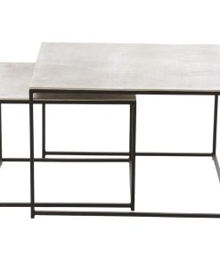 2-Piece Luxe Silver/Black Nesting Accent Table Set