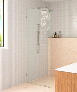40"x78" Frameless Shower Door Single Fixed Panel Radius, Brushed Nickel