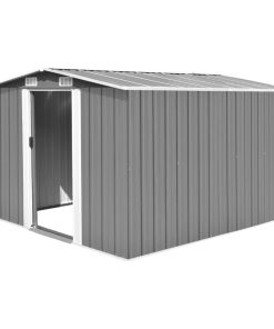vidaXL Garden Shed with Sliding Doors 117.3" Metal Anthracite Tool Log Cabin