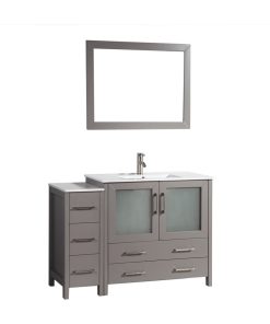 Vanity Art Vanity Set With Ceramic Top, 48", Gray, Standard Mirror