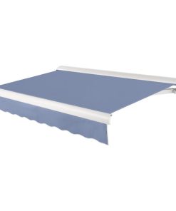 14' Key West Cassette Left Motor Retractable Awning, 120" Projection, Dusty Blue