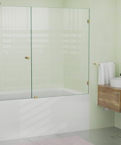 58.25"x66" Frameless Shower Bath Door Wall Hinge, Satin Brass