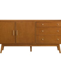70" Mid, Century Modern 3, Drawer, 2, Door Sideboard, Acorn