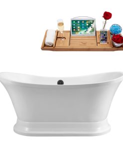 68" Streamline N201BGM Soaking Freestanding Tub and Tray With External Drain