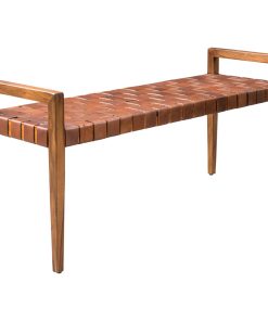 Uttermost Plait Woven Leather Bench