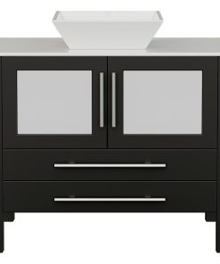 36" Espresso Cabinet, White Porcelain Top and Sink