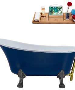 55" Streamline N369BGM-BGL Clawfoot Tub and Tray With External Drain