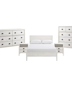 Windsor 5-Piece Bedroom Set With Panel, Driftwood White, Full