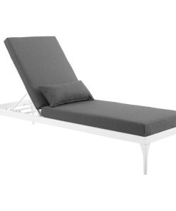 White Charcoal Perspective Cushion Outdoor Patio Chaise Lounge Chair