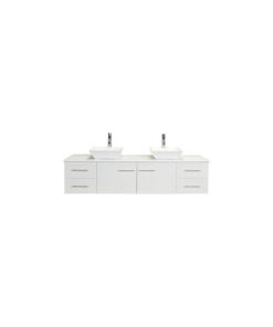 Totti Wave 72 inch Espresso Modern Double Sink Bathroom Vanity with White Glasso