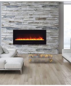 Wall Mount / Flush Mount Series Electric Fireplace with Log Set, 50"
