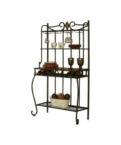 Sunset Trading Dart Transitional Metal/Wood Bakers Rack in Espresso/Light Oak