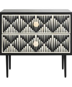 Tessie Bone Inlay Nightstand, Black