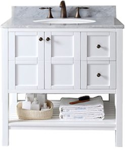Winterfell 36" Single Bathroom Vanity Set, White With No Mirror