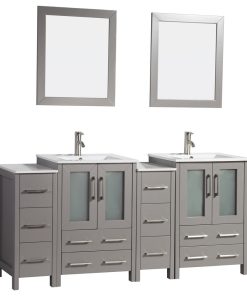 Vanity Art Vanity Set With Ceramic Top, 72", Gray
