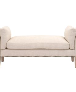 Warner Bench Natural Gray Ash, Bisque French Linen