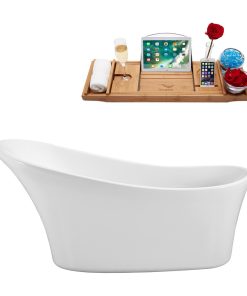 63" Streamline N460-IN-BL Soaking Freestanding Tub and Tray With Internal Drain