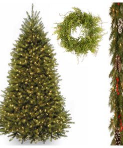 7.5' Dunhill Fir Tree With Frosted Berry Garland and Garden Accents