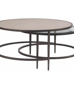 Universal Furniture Midtown Wood and Glass Nesting Tables in Beige Finish
