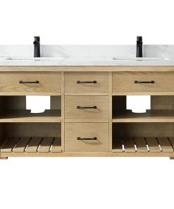 Valencia Vanity, White Composite Top, Washed Ash, 60", Without Mirror