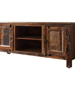 2 Doors and 2 Tier Shelves TV Console, Brown