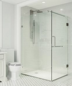 VIGO Pacifica 34"x46" Frameless Shower, Without Base, Brushed Nickel