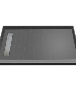TileRedi RT4872L-PVC-TBN 48x72 Single Curb Pan L Trench